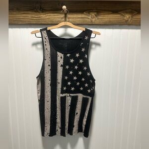 Blue Crown Black and Gray Star Tank Top Sz M patriotic 'merica July 4th flag